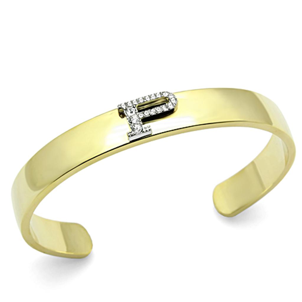 Alamode Gold+Rhodium White Metal Bangle with Top Grade Crystal in Clear