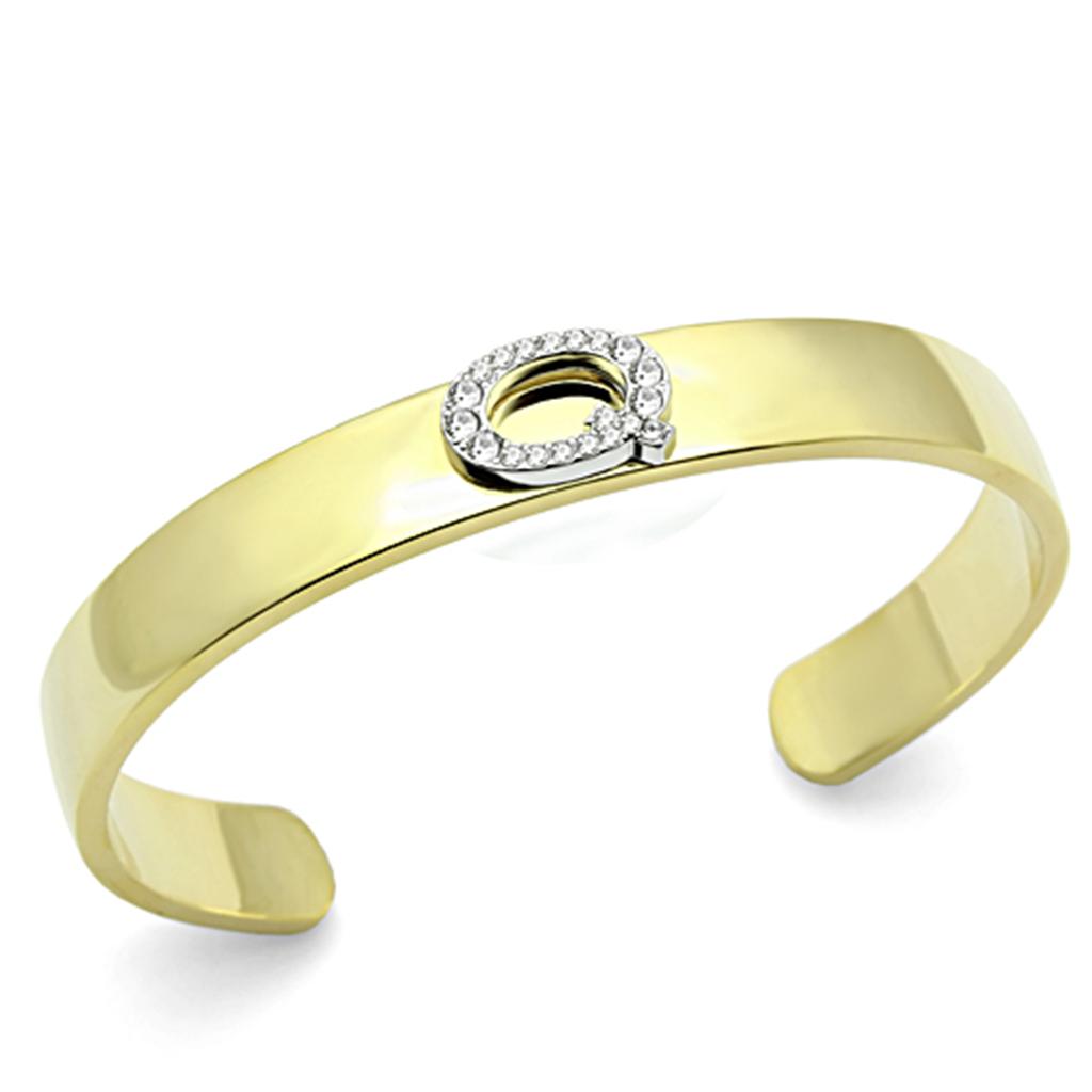 Alamode Gold+Rhodium White Metal Bangle with Top Grade Crystal in Clear