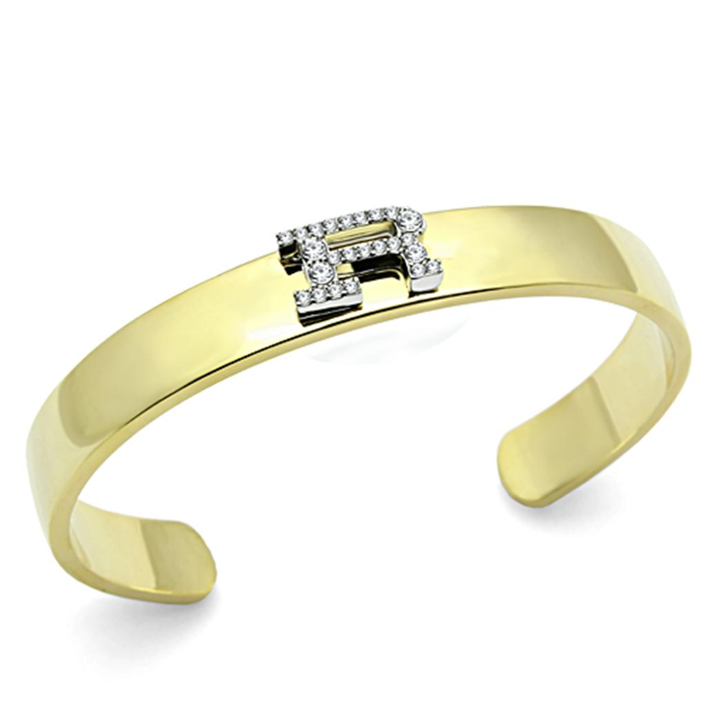 Alamode Gold+Rhodium White Metal Bangle with Top Grade Crystal in Clear