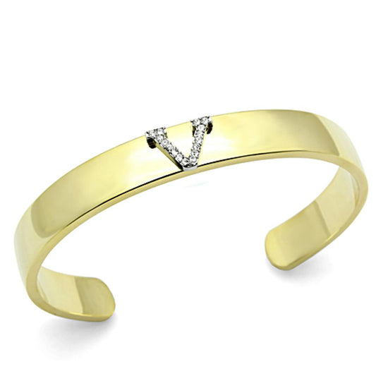 Alamode Gold+Rhodium White Metal Bangle with Top Grade Crystal in Clear