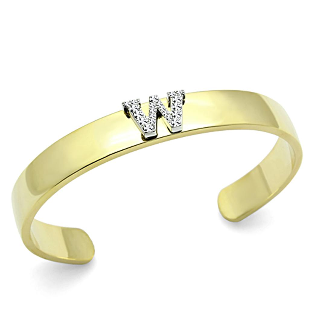 Alamode Gold+Rhodium White Metal Bangle with Top Grade Crystal in Clear