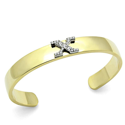 Alamode Gold+Rhodium White Metal Bangle with Top Grade Crystal in Clear