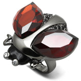 Alamode Ruthenium Brass Ring with AAA Grade CZ in Garnet