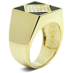 Alamode Gold Brass Ring with AAA Grade CZ in Clear - Flyclothing LLC