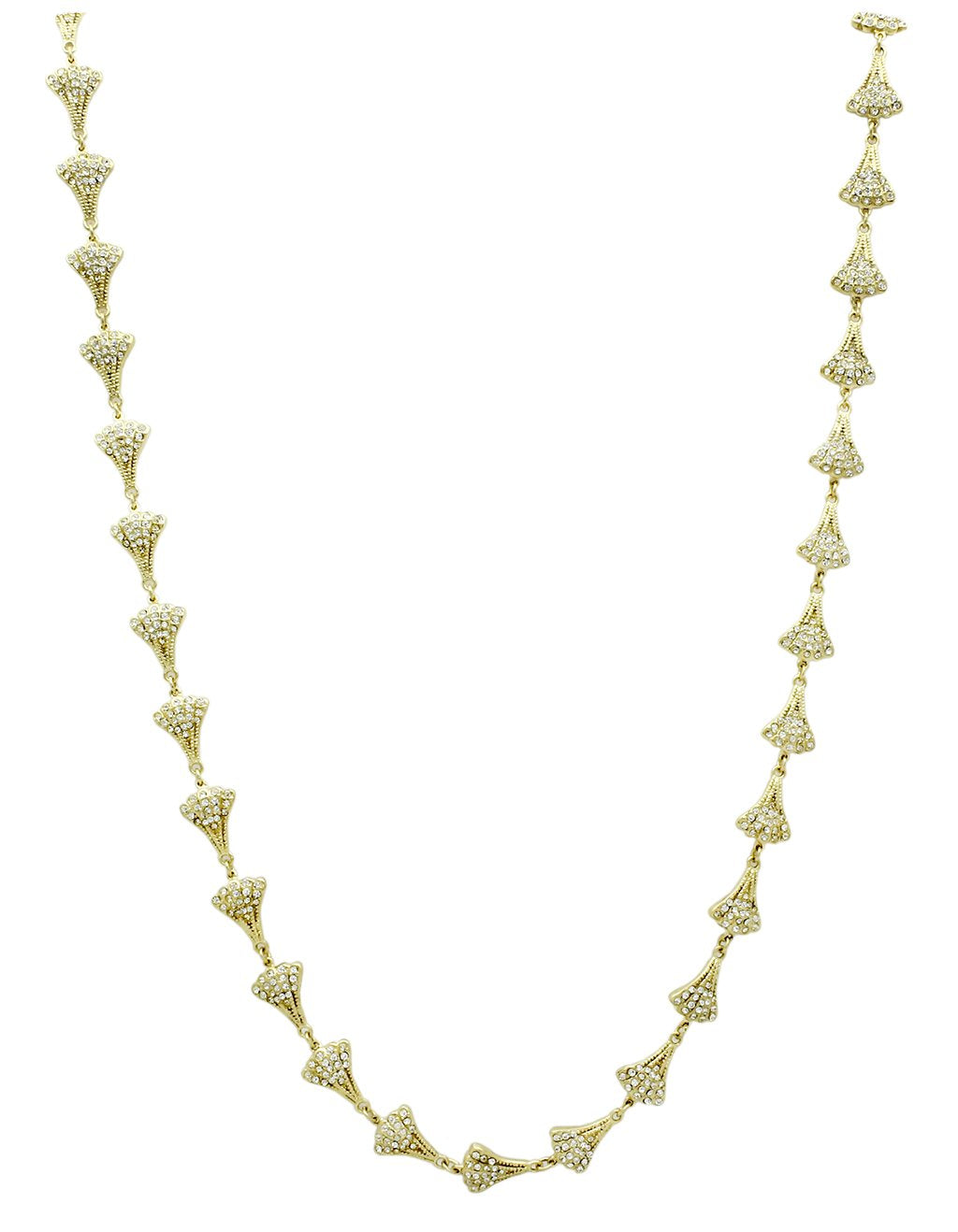 Alamode Gold Brass Necklace with Top Grade Crystal in Clear