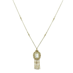 Alamode Gold Brass Necklace with Top Grade Crystal in Clear