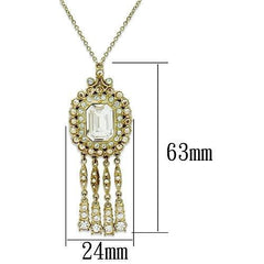 Alamode Gold Brass Necklace with Top Grade Crystal in Clear - Flyclothing LLC