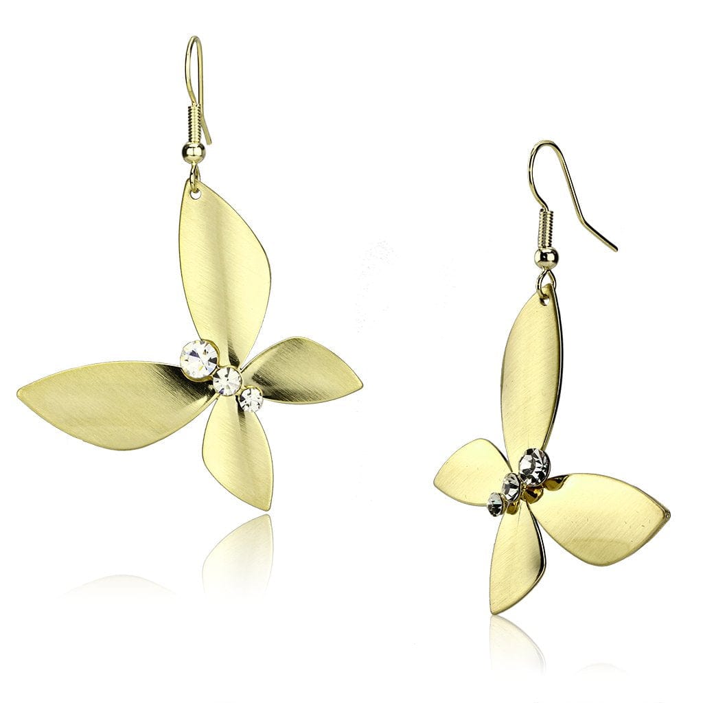 Alamode Matte Gold & Gold Iron Earrings with Top Grade Crystal in Clear - Alamode