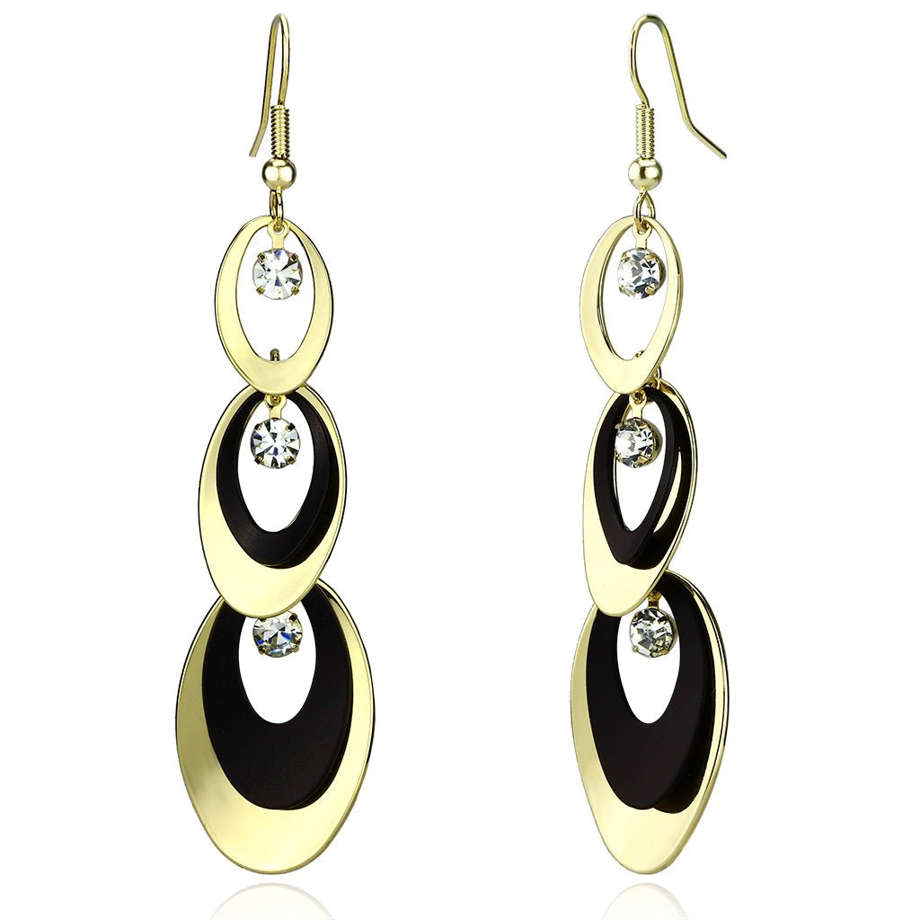 Alamode Gold+Ruthenium Iron Earrings with Top Grade Crystal in Clear