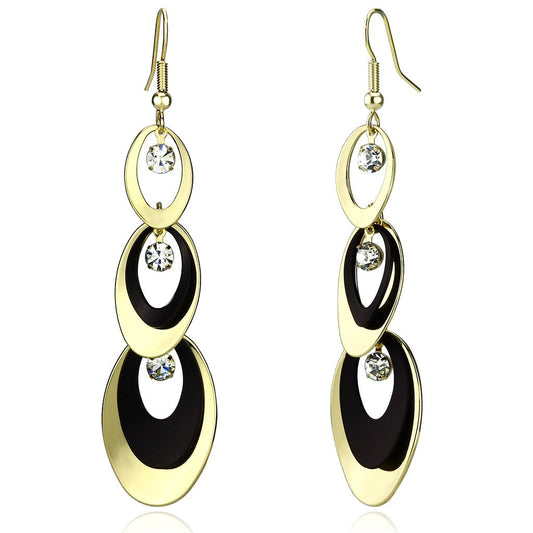 Alamode Gold+Ruthenium Iron Earrings with Top Grade Crystal in Clear