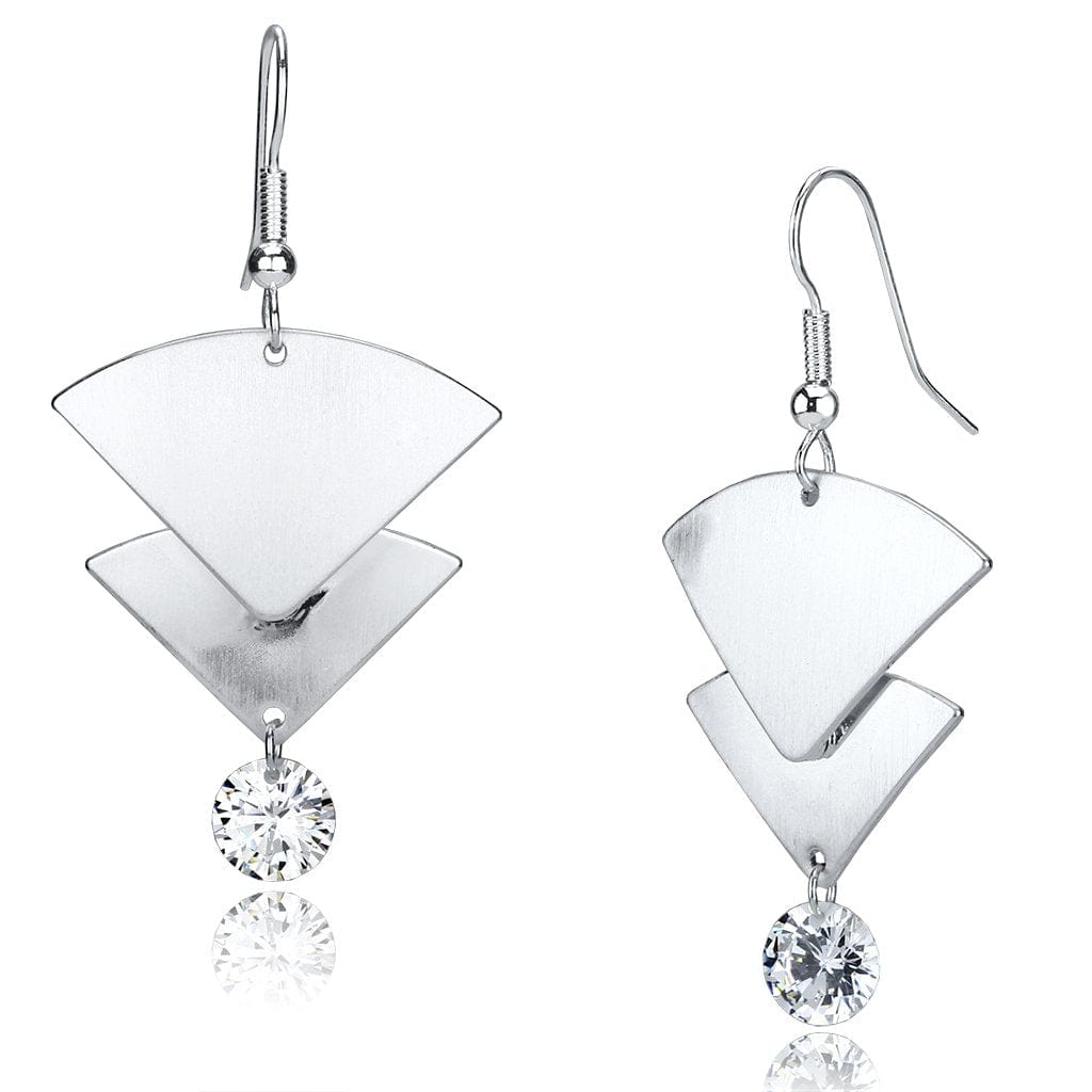 Alamode Matte Rhodium & Rhodium Iron Earrings with AAA Grade CZ in Clear - Alamode