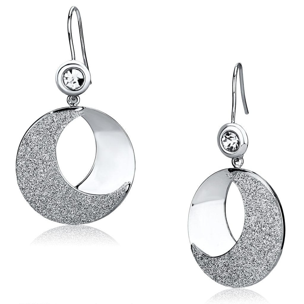 Alamode Rhodium Iron Earrings with Top Grade Crystal in Clear - Alamode