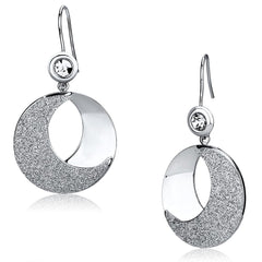 Alamode Rhodium Iron Earrings with Top Grade Crystal in Clear