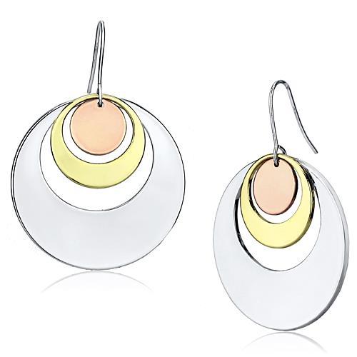 Alamode Rhodium + Gold + Rose Gold Iron Earrings with No Stone - Alamode