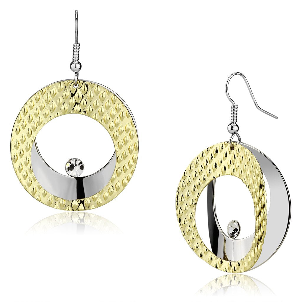 Alamode Gold+Rhodium Iron Earrings with Top Grade Crystal in Clear