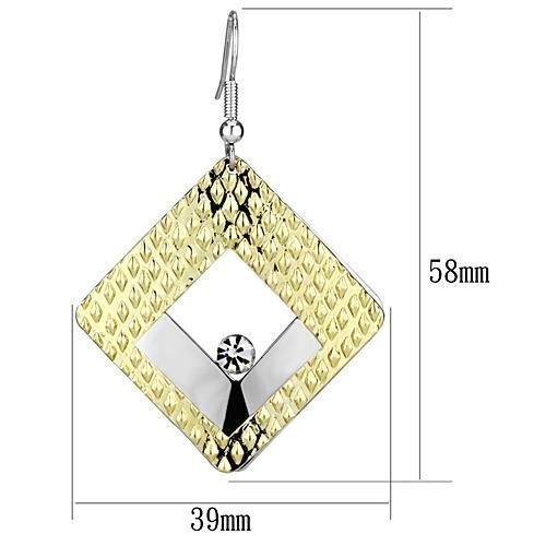 Alamode Gold+Rhodium Iron Earrings with Top Grade Crystal in Clear - Flyclothing LLC