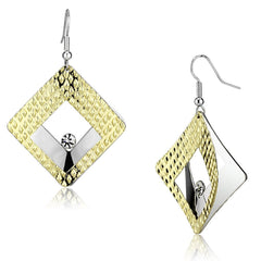 Alamode Gold+Rhodium Iron Earrings with Top Grade Crystal in Clear