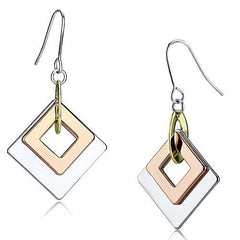 Alamode Rhodium + Gold + Rose Gold Iron Earrings with No Stone