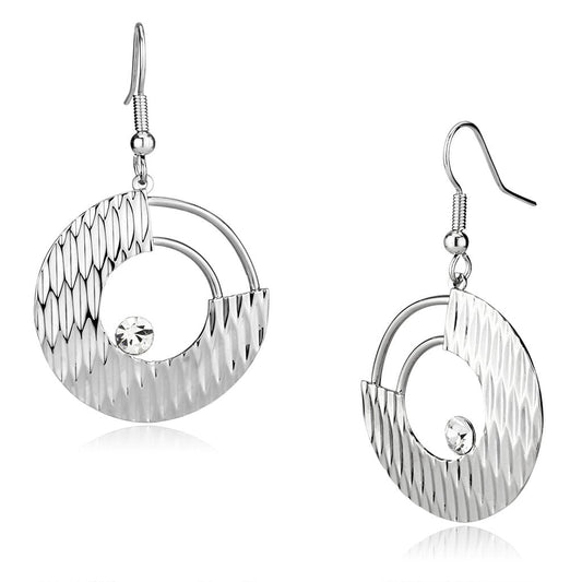 Alamode Rhodium Iron Earrings with Top Grade Crystal in Clear