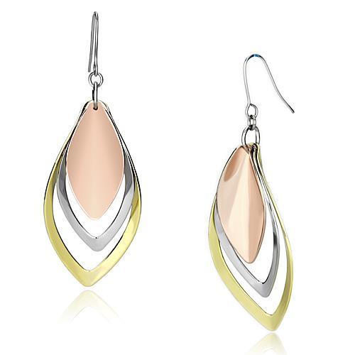 Alamode Rhodium + Gold + Rose Gold Iron Earrings with No Stone