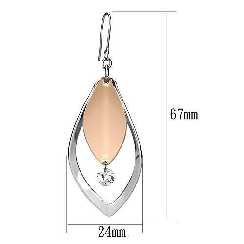 Alamode Rose Gold + Rhodium Iron Earrings with AAA Grade CZ in Clear - Flyclothing LLC