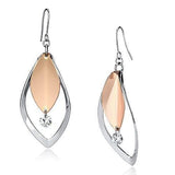 Alamode Rose Gold + Rhodium Iron Earrings with AAA Grade CZ in Clear - Alamode