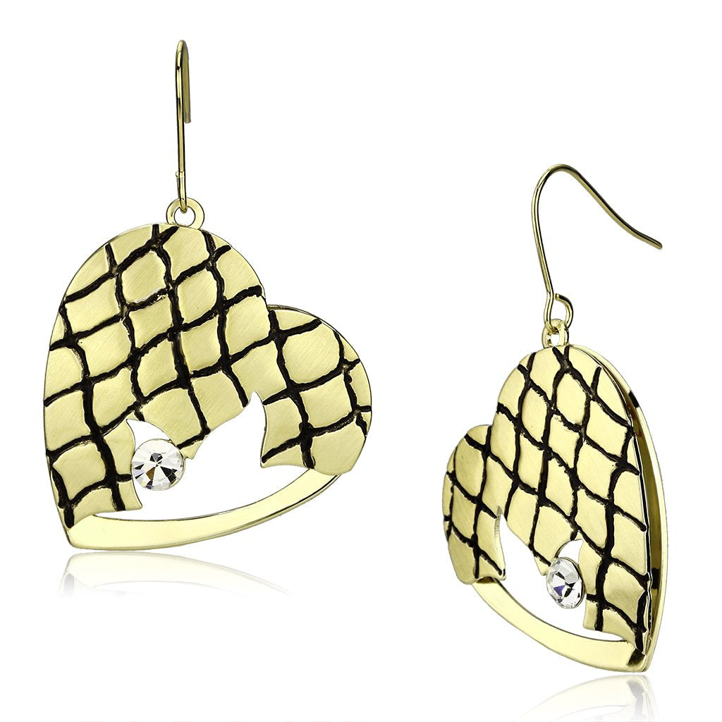 Alamode Matte Gold & Gold Iron Earrings with Top Grade Crystal in Clear