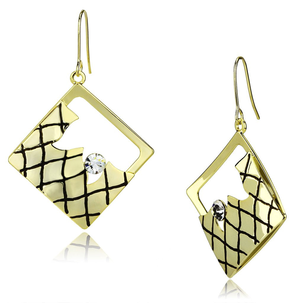 Alamode Gold Iron Earrings with Top Grade Crystal in Clear