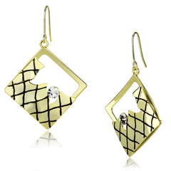 Alamode Gold Iron Earrings with Top Grade Crystal in Clear