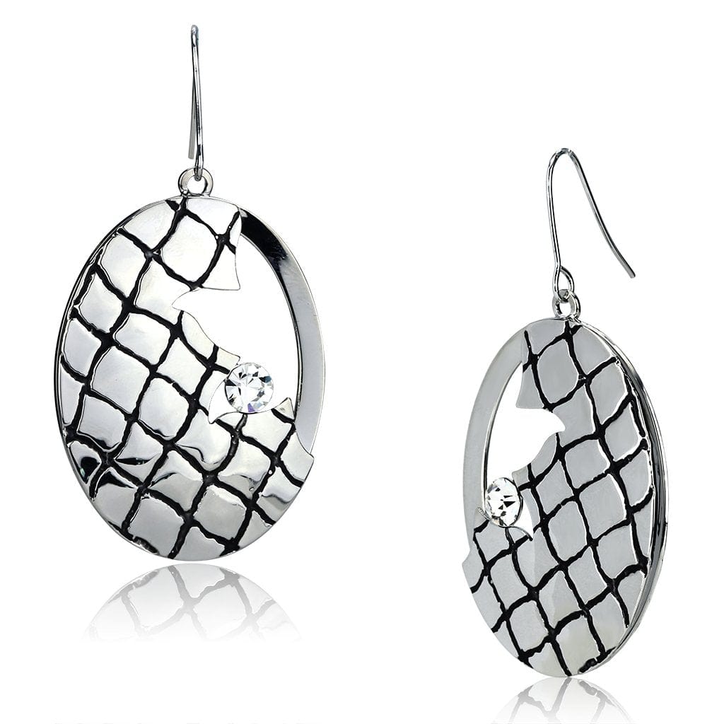 Alamode Rhodium Iron Earrings with Top Grade Crystal in Clear - Alamode