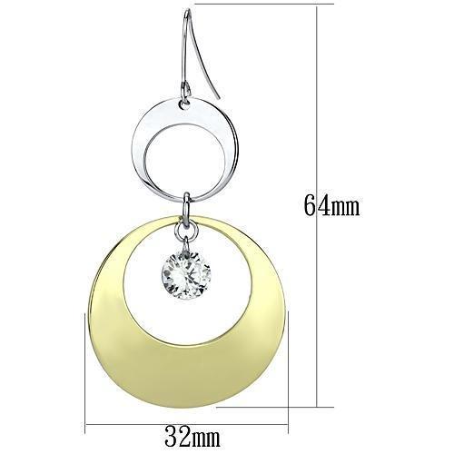 Alamode Gold+Rhodium Iron Earrings with AAA Grade CZ in Clear - Flyclothing LLC