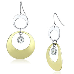 Alamode Gold+Rhodium Iron Earrings with AAA Grade CZ in Clear