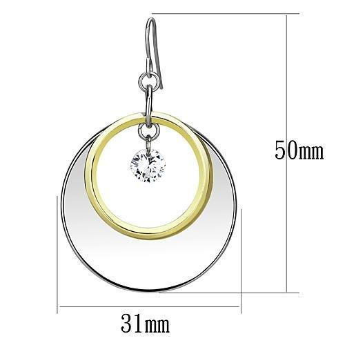 Alamode Reverse Two-Tone Iron Earrings with AAA Grade CZ in Clear - Flyclothing LLC