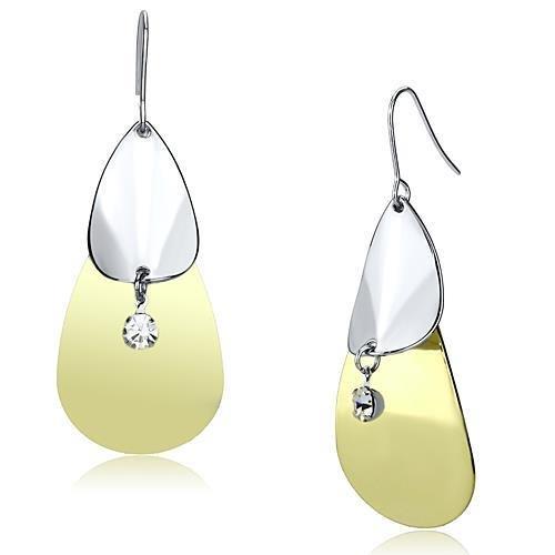 Alamode Gold+Rhodium Iron Earrings with Top Grade Crystal in Clear