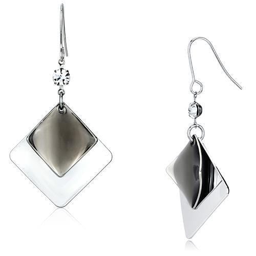 Alamode Rhodium Iron Earrings with Top Grade Crystal in Clear - Alamode