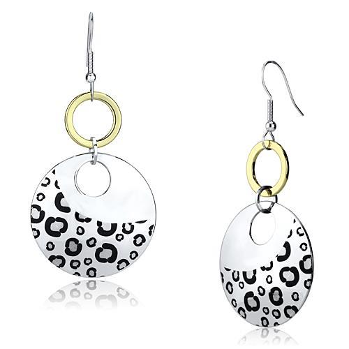 Alamode Reverse Two-Tone Iron Earrings with Epoxy in Jet - Alamode