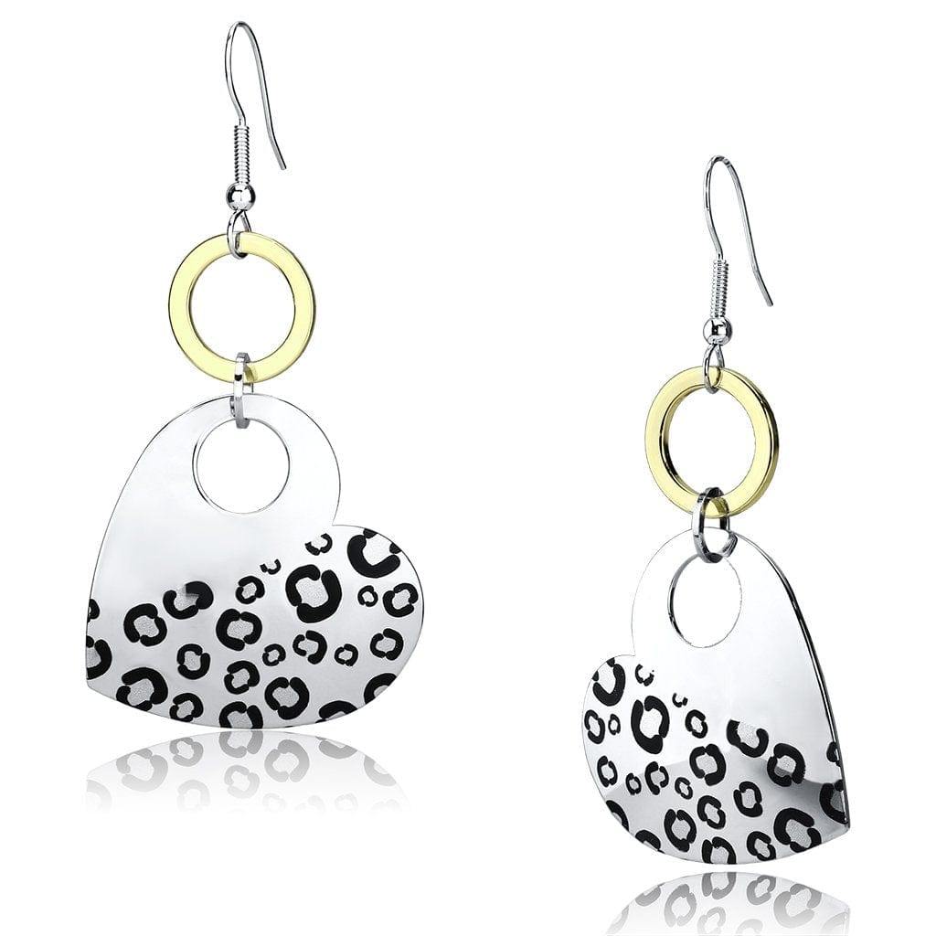 Alamode Reverse Two-Tone Iron Earrings with Epoxy in Jet - Alamode