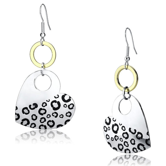 Alamode Reverse Two-Tone Iron Earrings with Epoxy in Jet