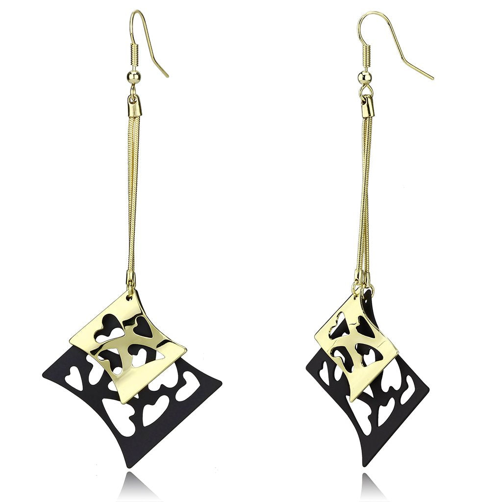 Alamode Gold+Ruthenium Iron Earrings with No Stone