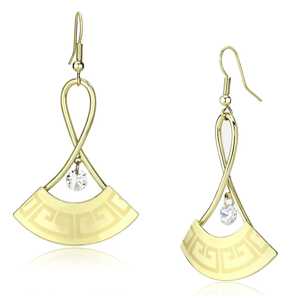 Alamode Gold Iron Earrings with AAA Grade CZ in Clear