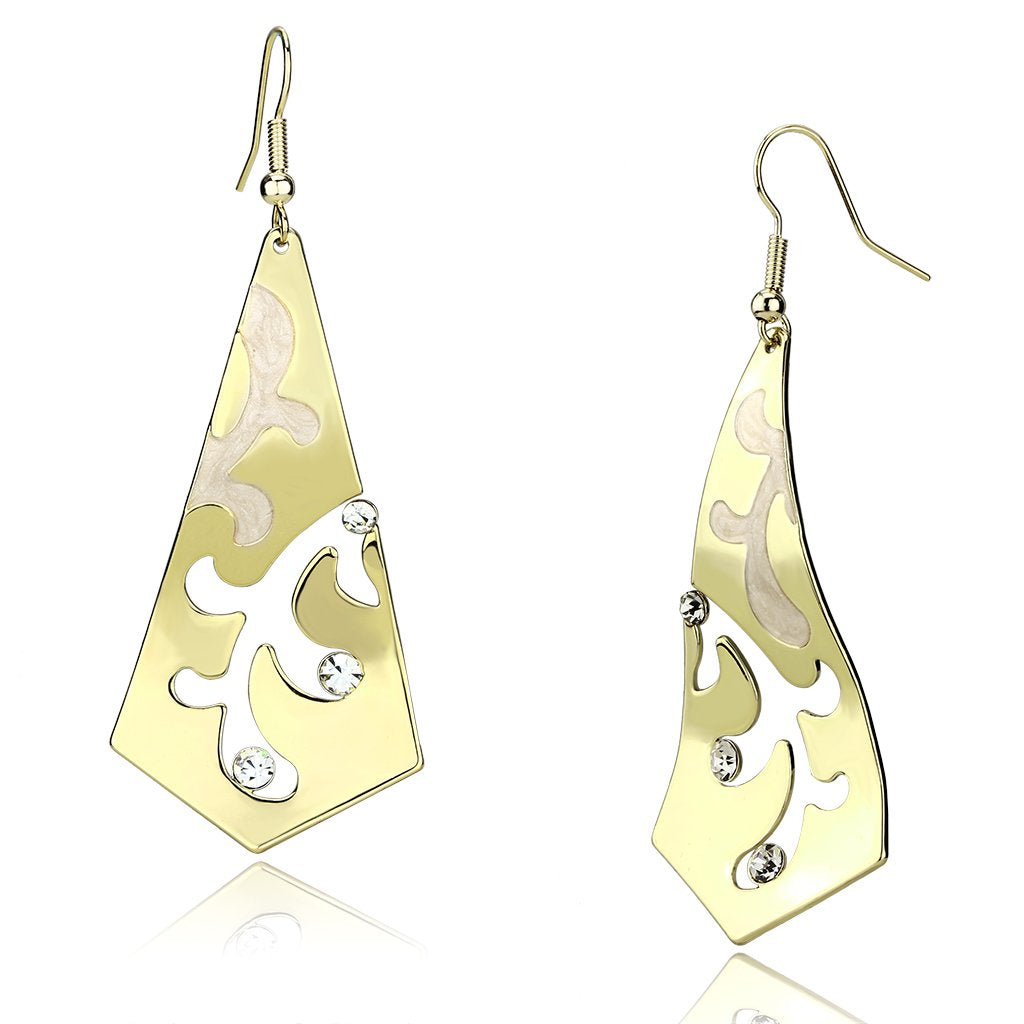 Alamode Gold Iron Earrings with Top Grade Crystal in Clear