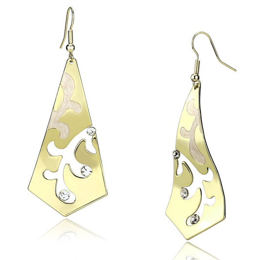 Alamode Gold Iron Earrings with Top Grade Crystal in Clear