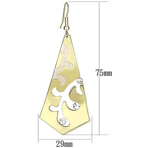 Alamode Gold Iron Earrings with Top Grade Crystal in Clear - Flyclothing LLC