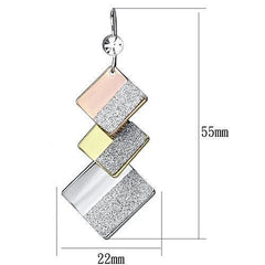 Alamode Rhodium + Gold + Rose Gold Iron Earrings with Top Grade Crystal in Clear - Flyclothing LLC