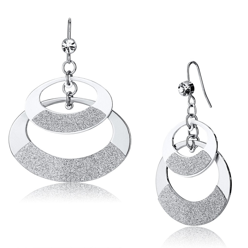 Alamode Matte Rhodium & Rhodium Iron Earrings with Top Grade Crystal in Clear