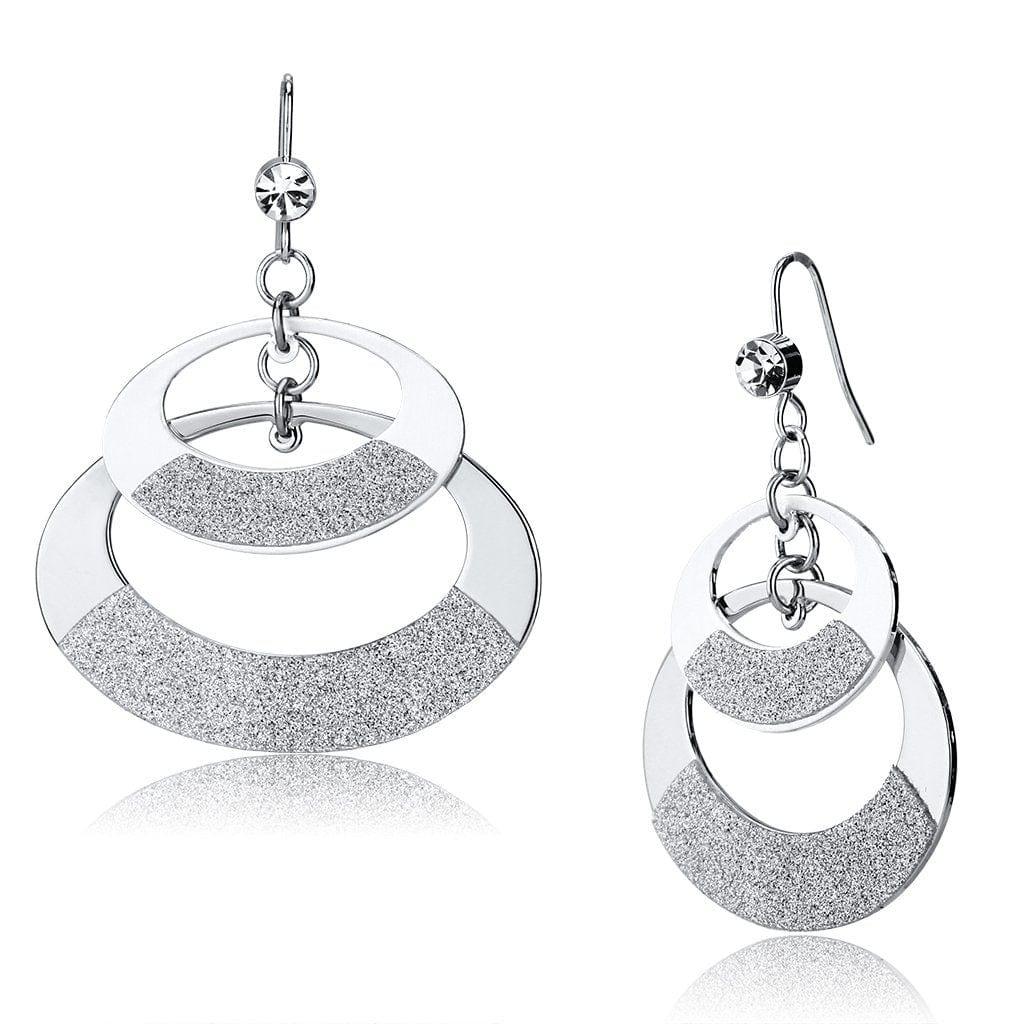 Alamode Matte Rhodium & Rhodium Iron Earrings with Top Grade Crystal in Clear - Alamode