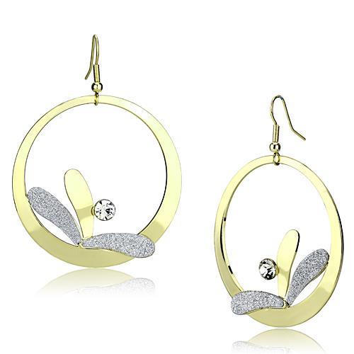 Alamode Gold Iron Earrings with Top Grade Crystal in Clear