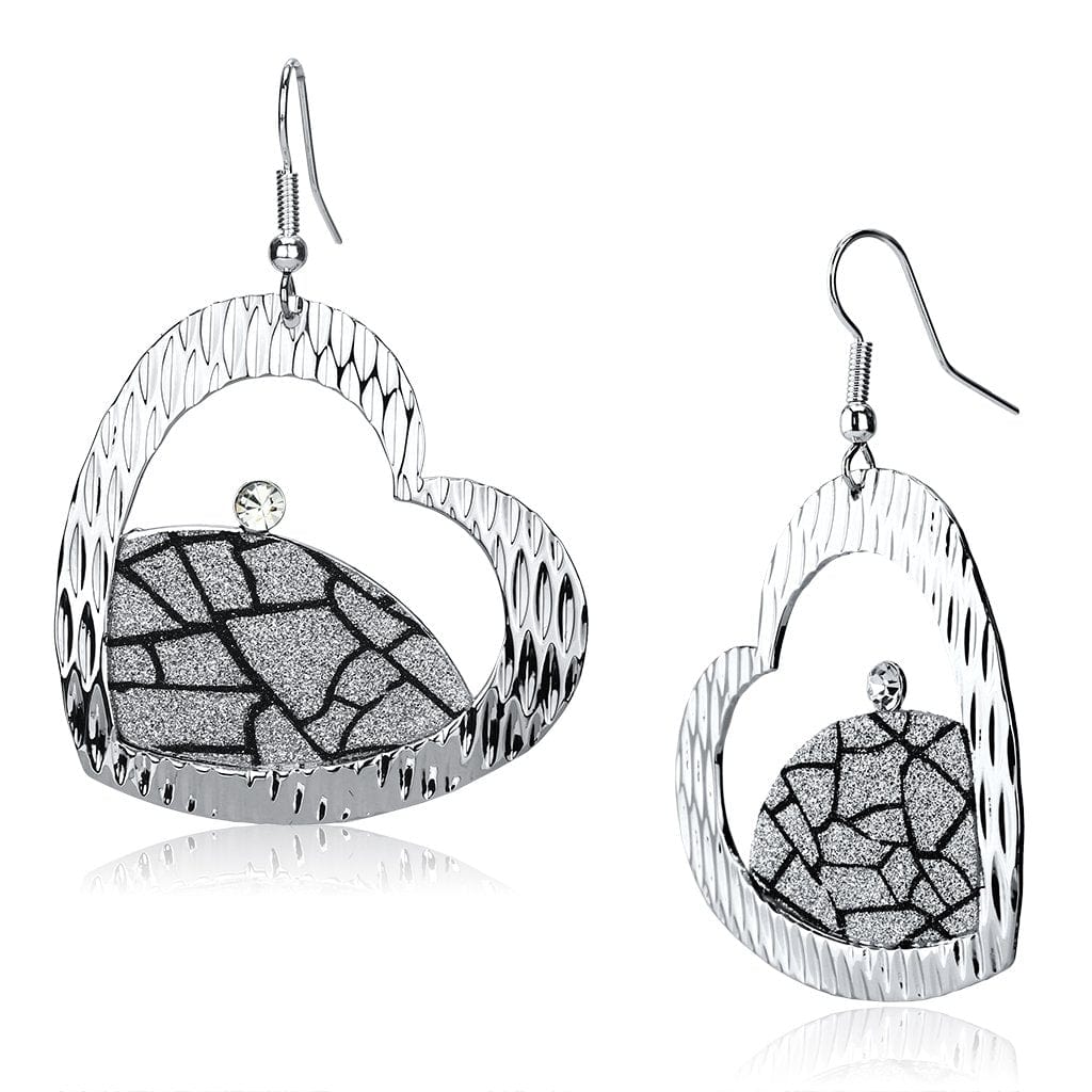 Alamode Rhodium Iron Earrings with Top Grade Crystal in Clear - Alamode