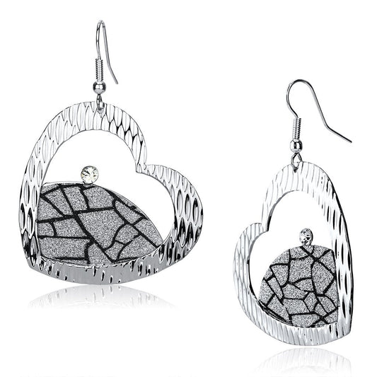 Alamode Rhodium Iron Earrings with Top Grade Crystal in Clear