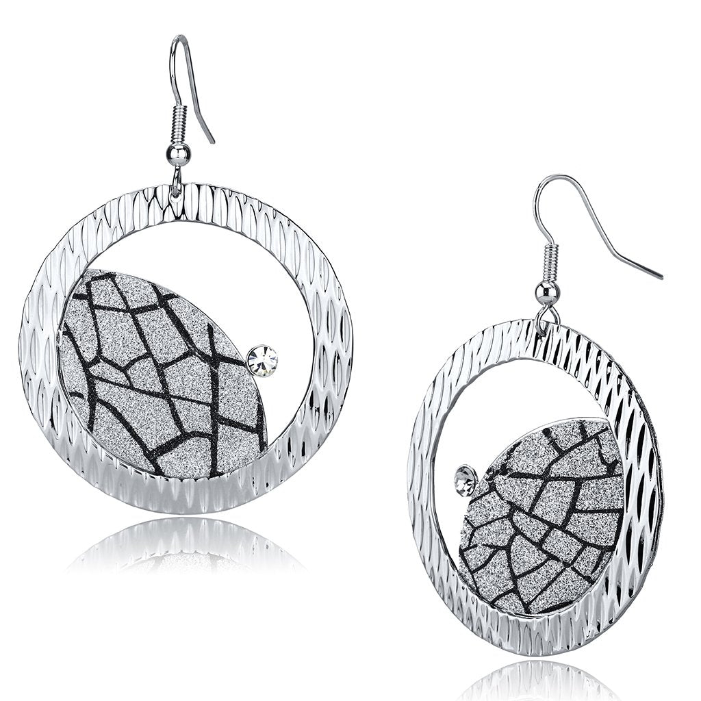 Alamode Rhodium Iron Earrings with Top Grade Crystal in Clear